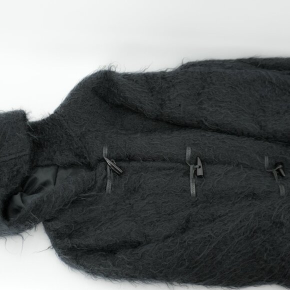 Vintage Shaggy MOHAIR SCOTTISH Wool Hooded Sweater Teddy Coat Size Large - Picture 11 of 12